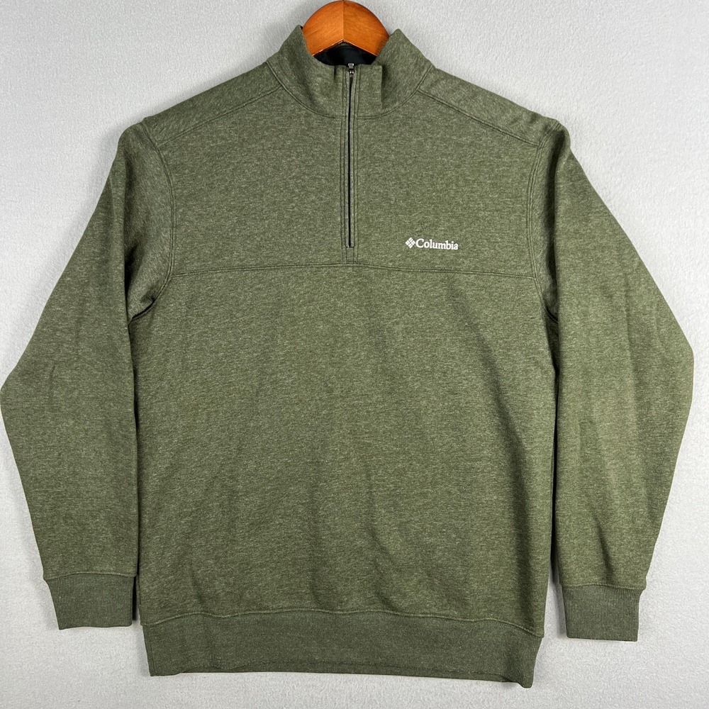 Columbia Heart Mountain II 1/4 Zip Pullover Mens M Heather Green Fleece Stretch